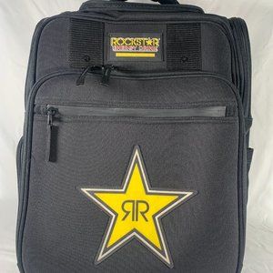 Rockstar Energy Drink Black Backpack Travel Bag Carry On 8 Pocket 13X18X8 Padded
